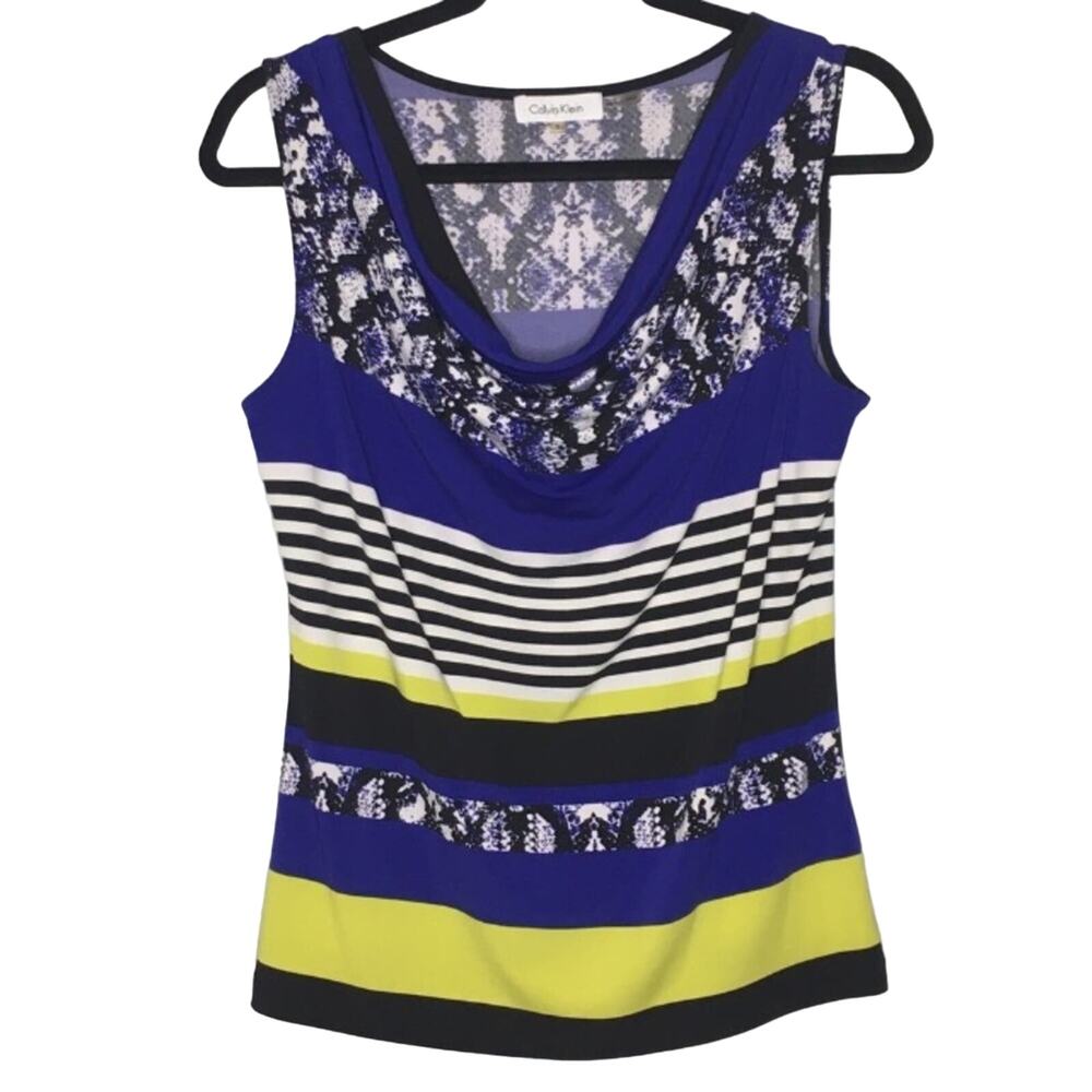 Calvin Klein Snake Stripe Print Sleeveless Blouse Women's Size Small